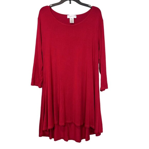 Top It Off S Mini Dress Womens High Low Red Casual Tunic Top Size Small - Picture 1 of 7